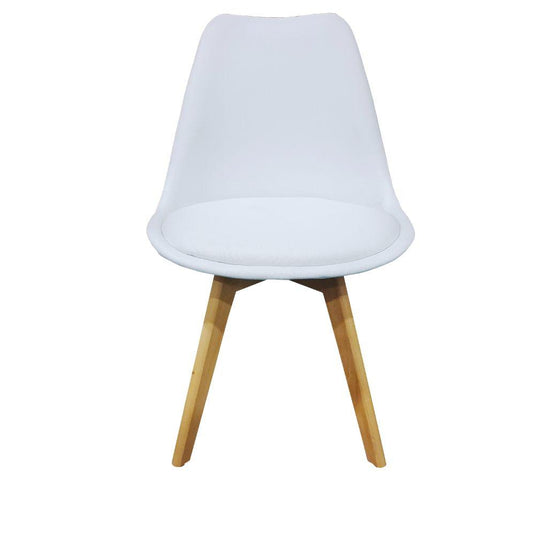 Kit de Cuatro Sillas Romero, Blanco y Café Claro, Cómodo Asiento y Patas en Madera