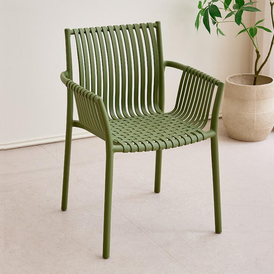 Set de 4 Sillas Madrid con Brazos, Color Verde Olivo, con Espaldar y Diseño Moderno
