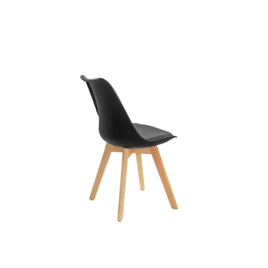 Set de 4 Sillas Sasha, Negro y Café Claro, Cómodo Asiento y Patas en Madera
