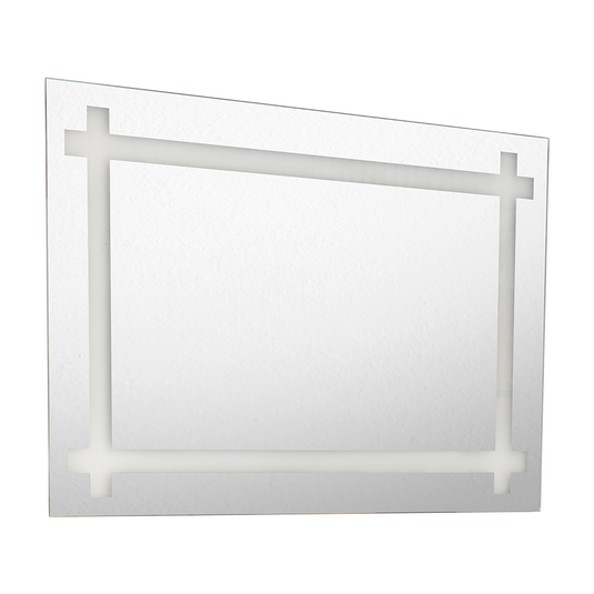 Espejo Rectangular Broni, Gris, con Diseño en Sandblasting