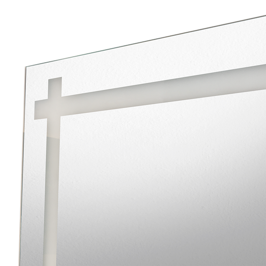 Espejo Rectangular Broni, Gris, con Diseño en Sandblasting