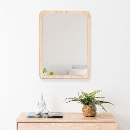 Espejo Rectangular Mukal, Color Madera Clara