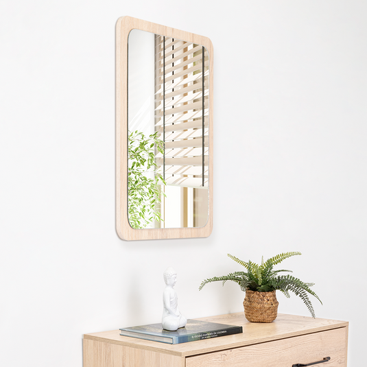 Espejo Rectangular Mukal, Color Madera Clara