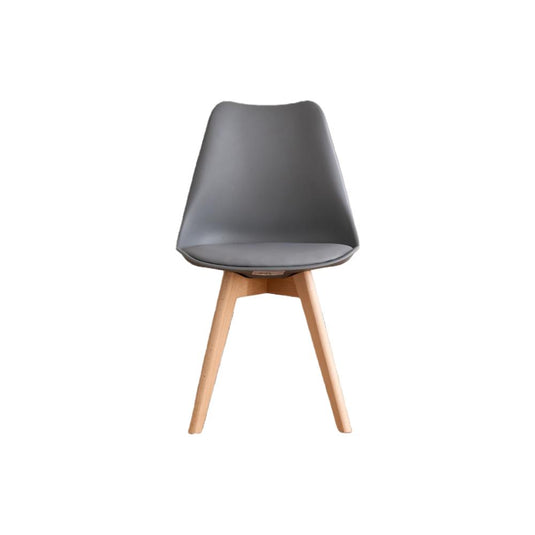Set de 4 Sillas Fyn, Gris Oscuro, Diseño Minimalista con Espaldar, Cojín y Patas de Madera