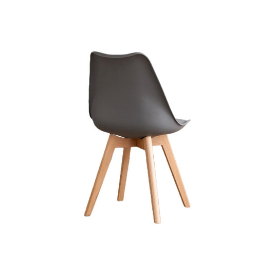 Set de 2 Sillas Fyn, Gris Oscuro, Diseño Minimalista con Espaldar, Cojín y Patas de Madera