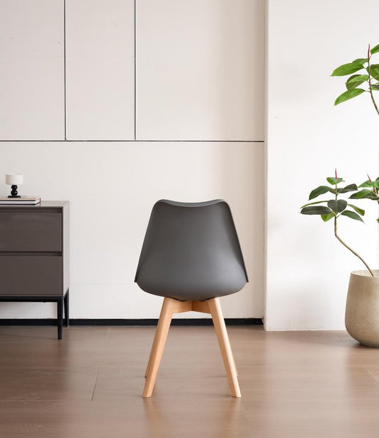 Set de 2 Sillas Fyn, Gris Oscuro, Diseño Minimalista con Espaldar, Cojín y Patas de Madera