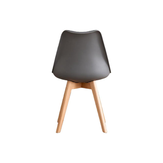 Set de 4 Sillas Fyn, Gris Oscuro, Diseño Minimalista con Espaldar, Cojín y Patas de Madera