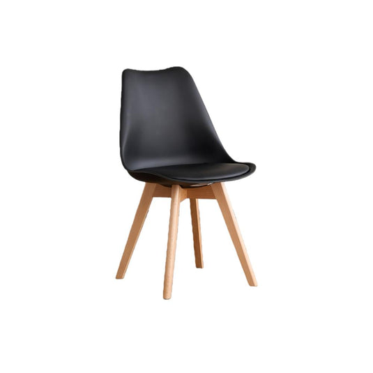 Set de 2 Sillas Fyn, Negro, Diseño Minimalista con Espaldar, Cojín y Patas de Madera