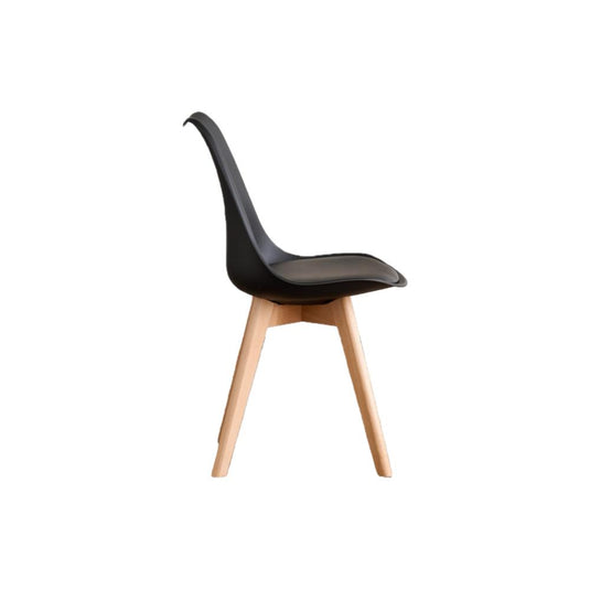 Set de 2 Sillas Fyn, Negro, Diseño Minimalista con Espaldar, Cojín y Patas de Madera