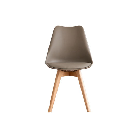 Silla Fyn, Taupe, Diseño Minimalista Con Espaldar, Cojín y Patas De Madera