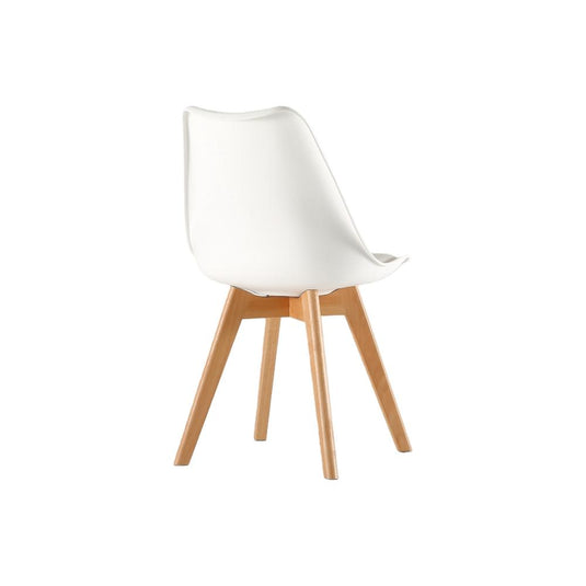 Set de 2 Sillas Fyn, Blanco, Diseño Minimalista con Espaldar, Cojín y Patas de Madera