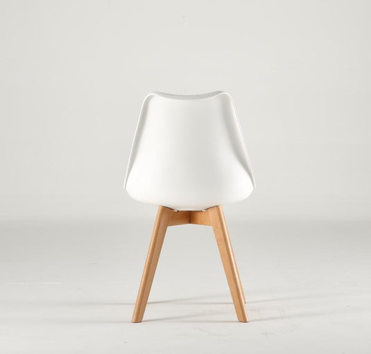 Set de 2 Sillas Fyn, Blanco, Diseño Minimalista con Espaldar, Cojín y Patas de Madera