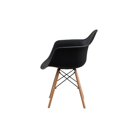 Set de 2 Sillas Eymos, Color Negro, con Espaldar y Patas en Madera