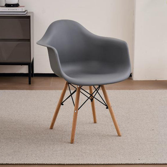 Silla Eymos , Color Gris Oscuro, con Espaldar y Patas en Madera