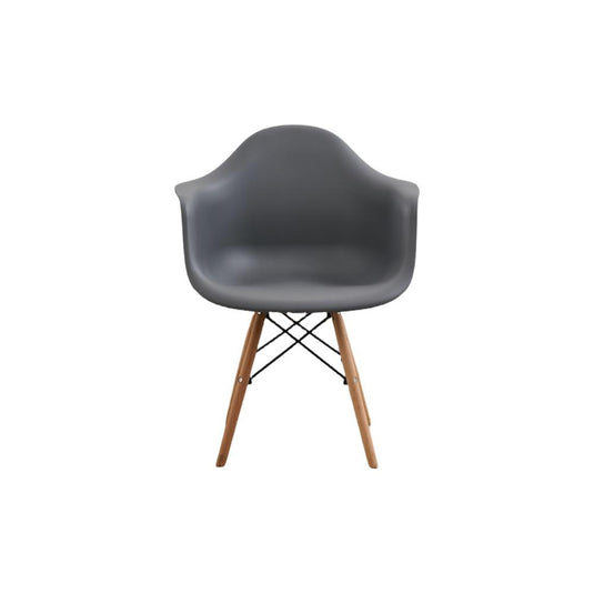 Set de 4 Sillas Eymos, Color Gris Oscuro, con Espaldar y Patas en Madera