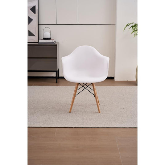 Silla Delia, Color Blanco, Con espaldar y patas en Madera X4