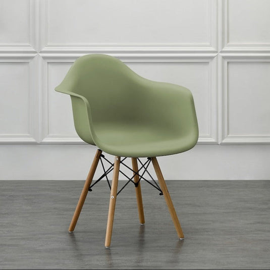 Set de 2 Sillas Eymos , Color Verde, con Espaldar y Patas en Madera