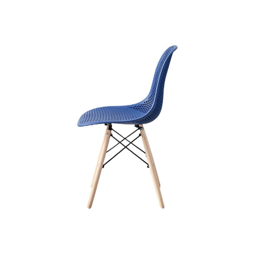 Set de 2 Sillas Aira, Color Azul, con Espaldar y Patas en Madera