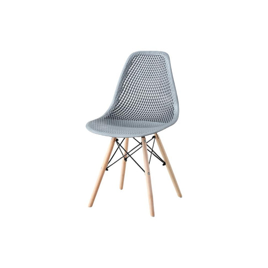 Set de 4 Sillas Aira, Color Gris Oscuro, con Espaldar y Patas en Madera