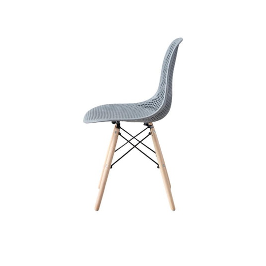Set de 2 Sillas Aira, Color Gris Oscuro, con Espaldar y Patas en Madera