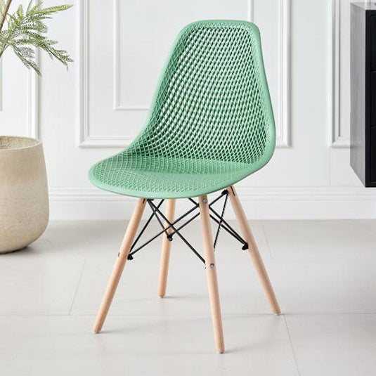 Silla Aira, Color Verde Oliva, con Espaldar y Patas en Madera
