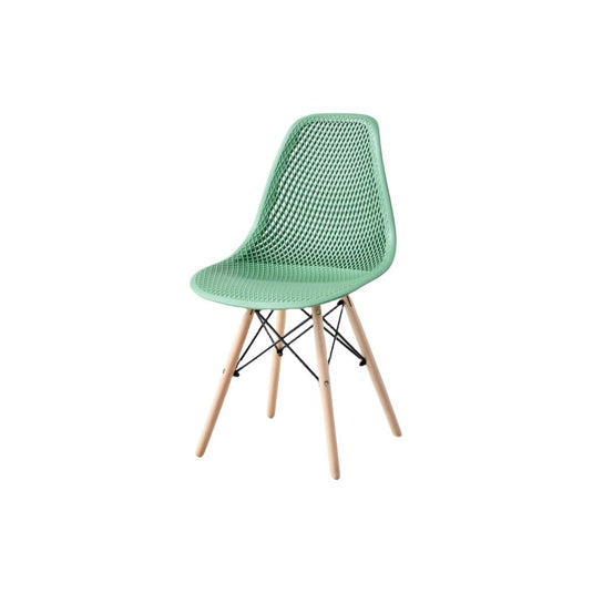 Set de 2 Sillas Aira, Color Verde Oliva, con Espaldar y Patas en Madera