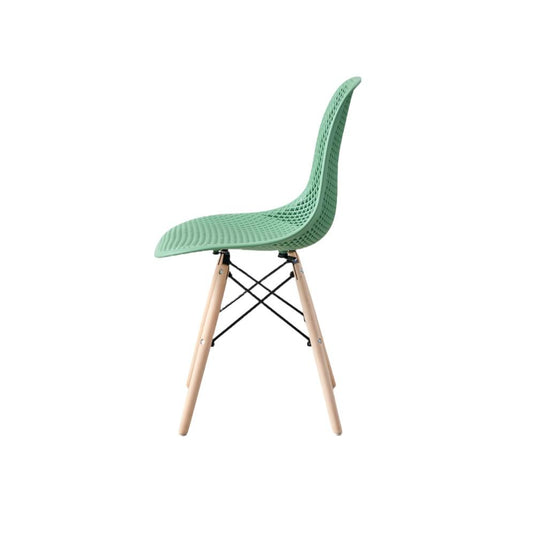 Set de 4 Sillas Aira, Color Verde Oliva, con Espaldar y Patas en Madera