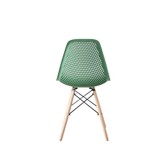 Set de 4 Sillas Aira, Color Verde Oliva, con Espaldar y Patas en Madera