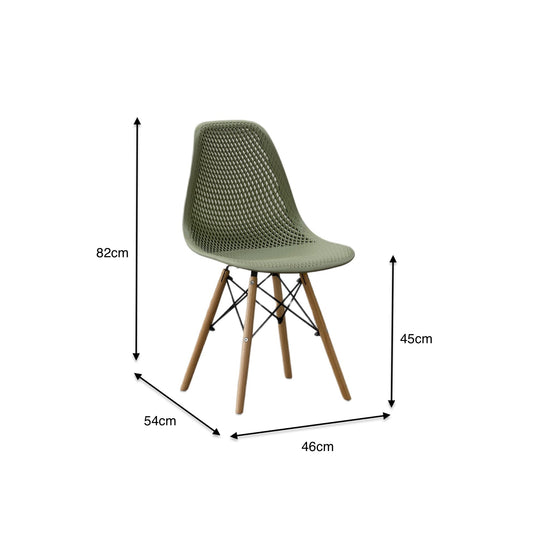 Set de 4 Sillas Aira, Color Verde, con Espaldar y Patas en Madera