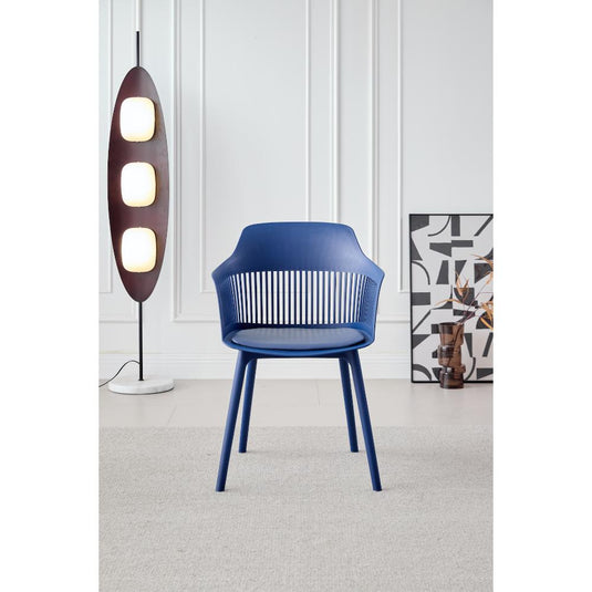 Set de 4 Sillas con Cojín Max, Color Azul, con Espaldar en Rejilla