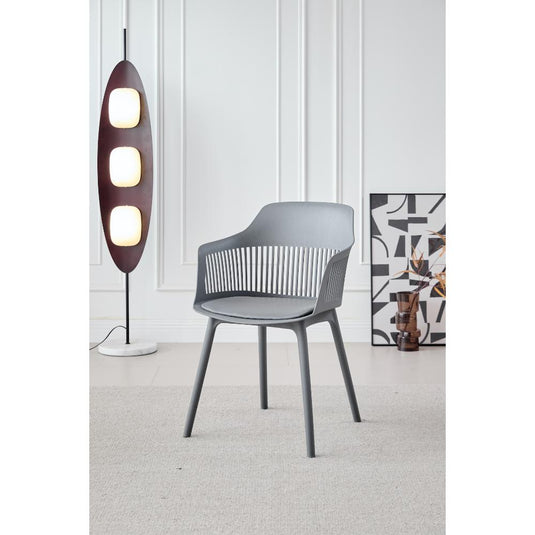 Silla con Cojín Max, Color Gris Oscuro, con Espaldar en Rejilla