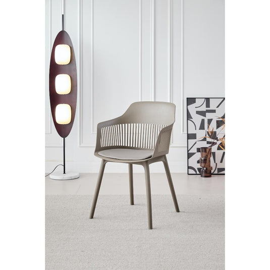 Set de 2 Sillas con Cojín Max, Color Taupe, con Espaldar en Rejilla