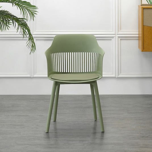 Set de 2 Sillas con Cojín Max, Color Verde, con Espaldar en Rejilla