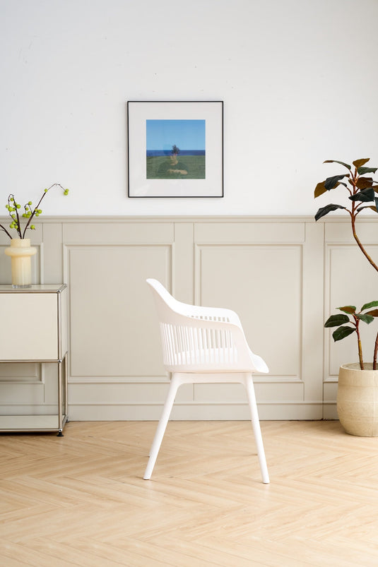 Silla con Cojín Max, Color Blanco, con Espaldar en Rejilla