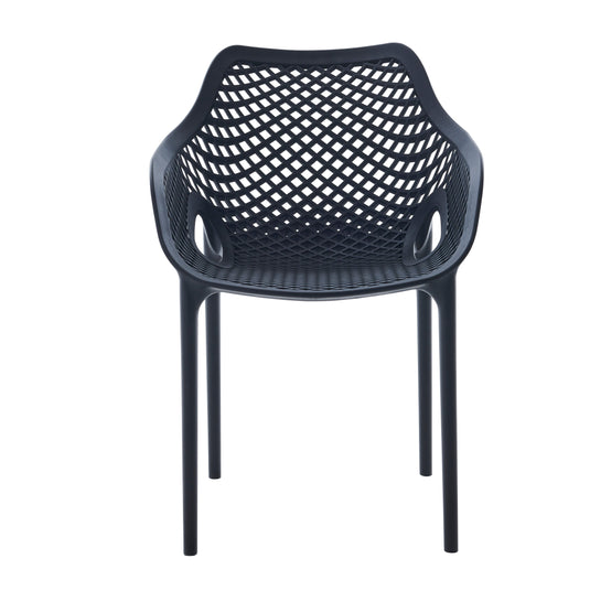 Set de 4 Sillas con Brazos Miame, Negro, con Espaldar y Diseño Moderno