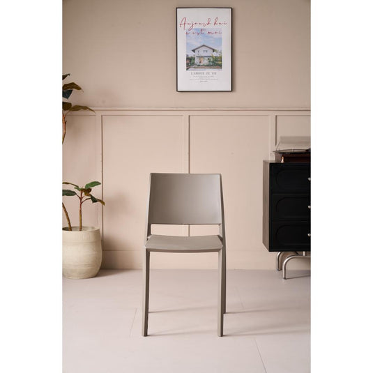 Silla Toledo, Color Taupe, Con espaldar liso y cuadrado, diseño moderno X4