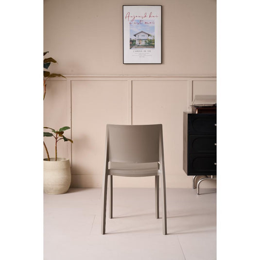 Silla Toledo, Color Taupe, Con espaldar liso y cuadrado, diseño moderno X2