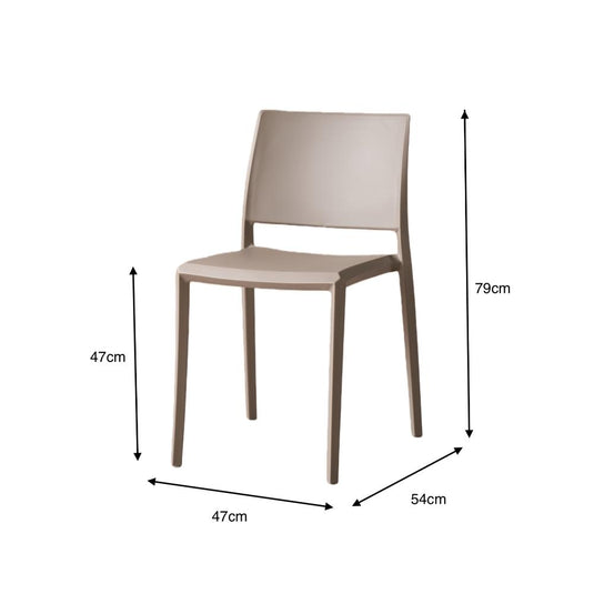 Silla Toledo, Color Taupe, Con espaldar liso y cuadrado, diseño moderno X4