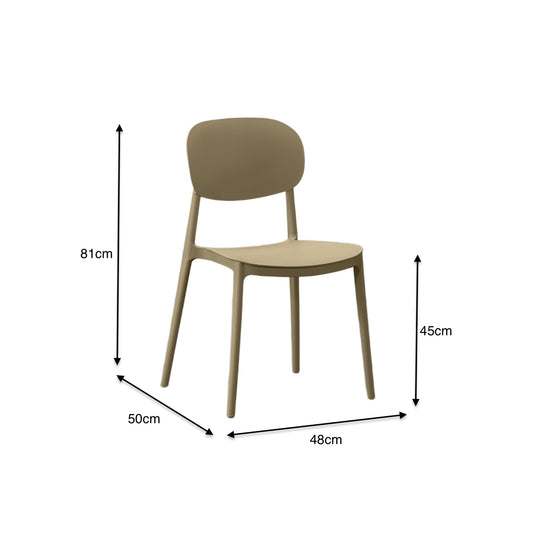 Set de 4 Sillas Milán, Color Khaki, con Espaldar y Diseño Moderno