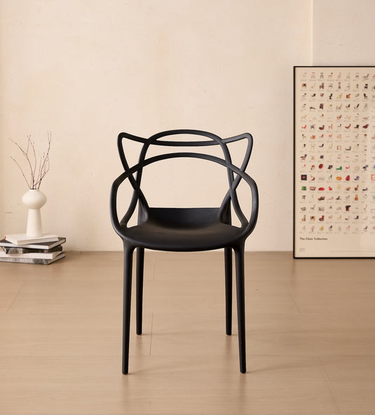 Silla Palermo, Color Negro, con Espaldar y Diseño Moderno