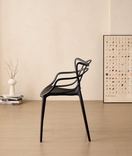 Silla Palermo, Color Negro, con Espaldar y Diseño Moderno
