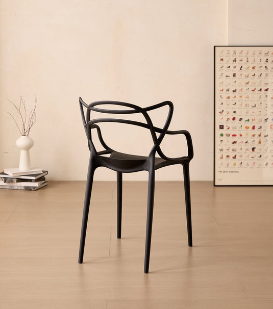 Silla Palermo, Color Negro, con Espaldar y Diseño Moderno