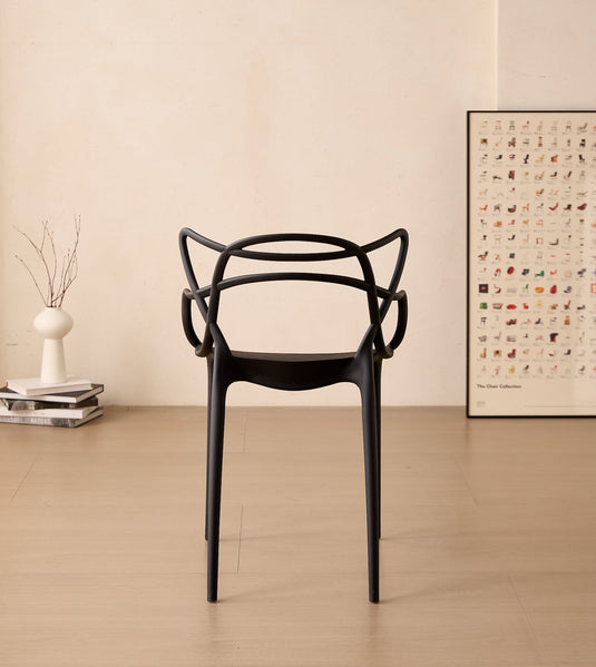 Silla Palermo, Color Negro, con Espaldar y Diseño Moderno