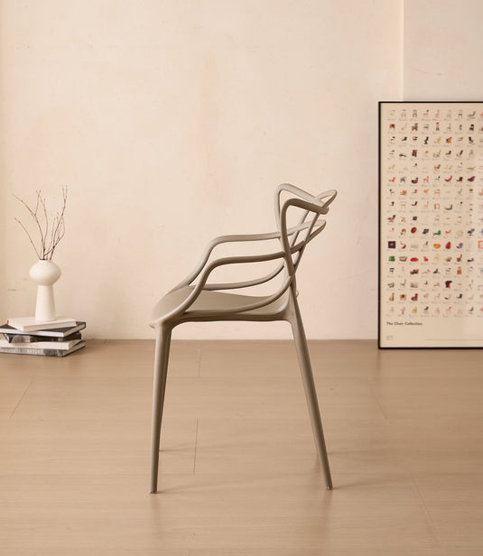 Silla Palermo, Color Taupe, con Espaldar y Diseño Moderno