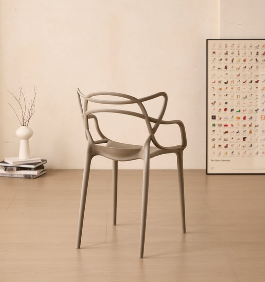 Silla Palermo, Color Taupe, con Espaldar y Diseño Moderno
