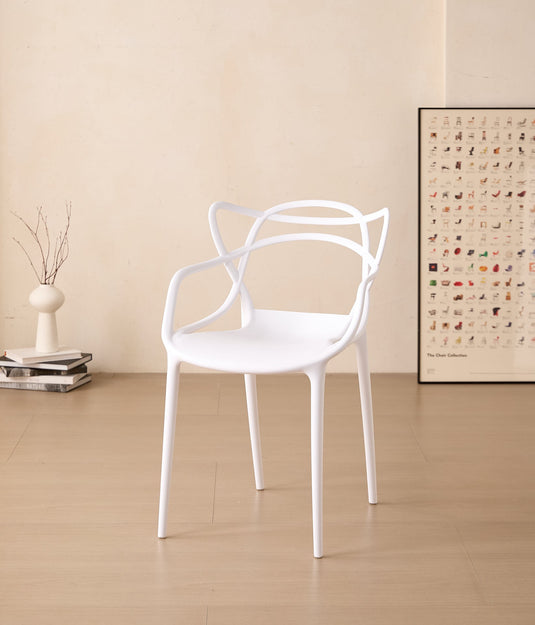 Set de 4 Sillas Palermo, Color Blanco, con Espaldar y Diseño Moderno