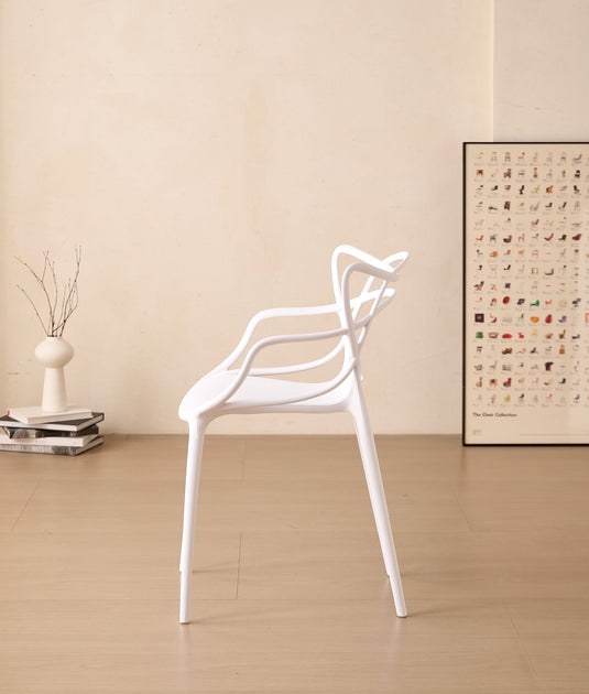 Silla Palermo, Color Blanco, con Espaldar y Diseño Moderno