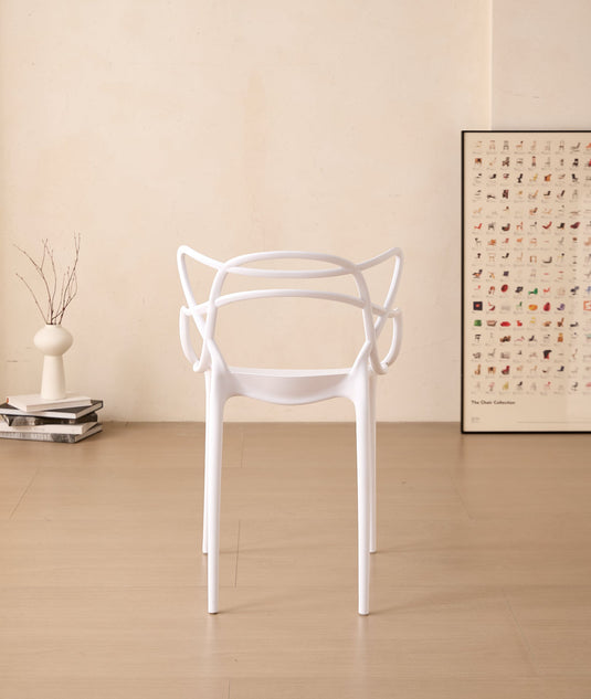 Set de 4 Sillas Palermo, Color Blanco, con Espaldar y Diseño Moderno