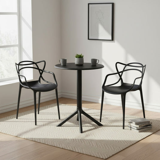 Set de 2 Sillas Palermo, Color Negro, con Espaldar y Diseño Moderno