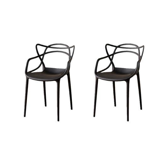 Set de 2 Sillas Palermo, Color Negro, con Espaldar y Diseño Moderno